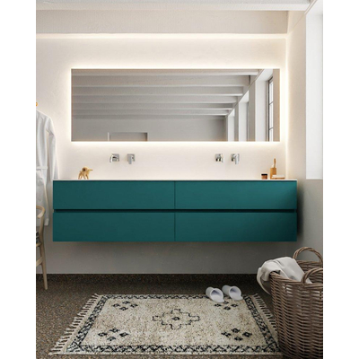 Mondiaz VICA ensemble de meuble de salle de bain - 200cm - meuble sous-vasque smag - 4 tiroirs - lavabo moon double - sans trou de robinet version XL 60cm de haut