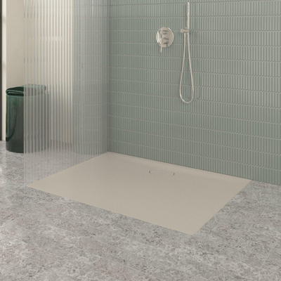 Villeroy & Boch Ecora douchebak - 120x90x3.5cm - afvoer lange zijde - almond (beige)