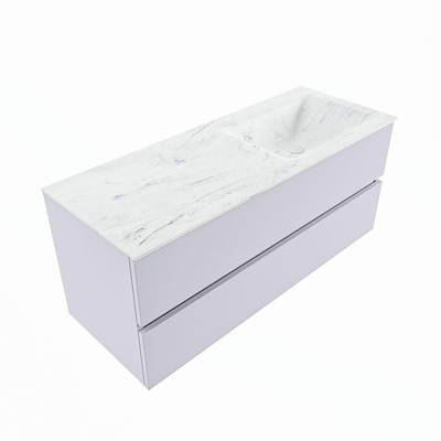 Mondiaz VICA-DLUX Ensemble de meuble de salle de bain - 120cm - meuble sous-vasque cale - 2 tiroirs - lavabo encastré cloud droite - sans trous de robinet - version haute de 60cm - opalo