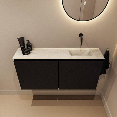 MONDIAZ TURE-DLUX Meuble toilette - 100cm - Urban - EDEN - vasque Ostra - position droite - sans trou de robinet