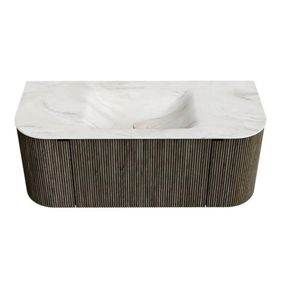 Mondiaz KURVE-DLUX Badkamermeubelset - 110x46x40cm - 1 lade - 2 deuren - wastafel solid surface - midden - zonder kraangat - Shadow