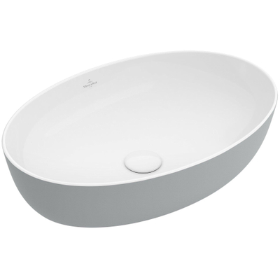Villeroy & Boch Artis opzetwastafel ovaal - 61x41x12.5cm - zonder kraangat - zonder overloop - French Linen (glans grijs)