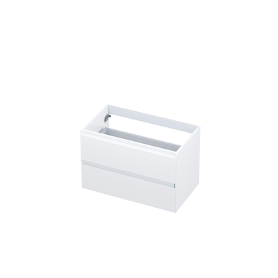 INK Wastafelonderkast - 80x45x52cm - 2 lades - greeploos - MDF lak - Hoogglans wit