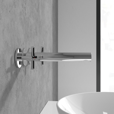 Villeroy & Boch Loop & Friends wastafeluitloop set - met kruisgreep - wandmontage - hoogglans chroom
