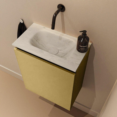 MONDIAZ TURE-DLUX Meuble de toilettes 40 cm Oro. EDEN lavabo Opalo position milieu. Sans trou de robinet.