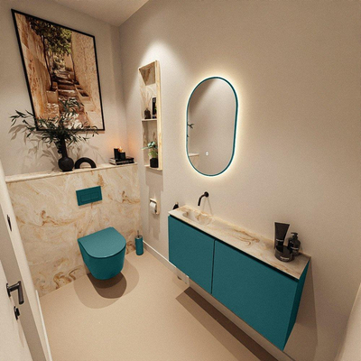 MONDIAZ TURE-DLUX 100cm toiletmeubel Smag. EDEN wastafel Frappe positie links. Zonder kraangat.