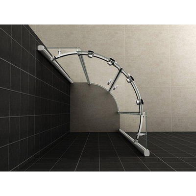 Wiesbaden Entra cabine kwartrond met 2 schuifdeuren 900 x 900 x 2000 x 8 mm nano helder glas/chroom SHOWROOMMODEL