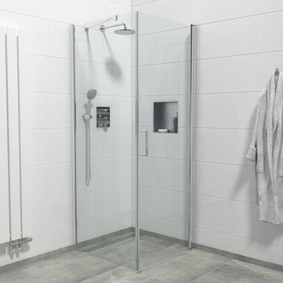 Marenza Neptune Douchecabine - 1 draaideur - Zijwand - 90x90x200cm - 6mm veiligheidsglas - anti kalk - chroom