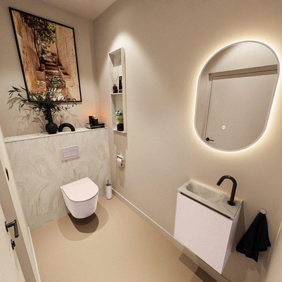 MONDIAZ TURE-DLUX 40cm toiletmeubel Rosee. EDEN wastafel Ostra positie links. Met 1 kraangat.