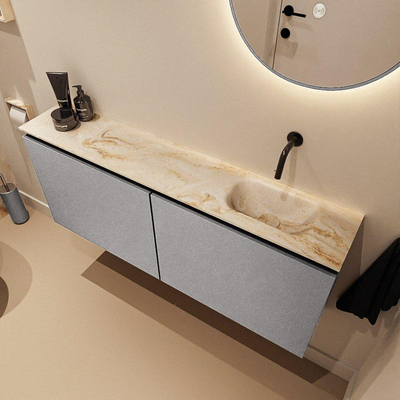 MONDIAZ TURE-DLUX Meuble WC 120 cm Plata. EDEN vasque Frappe position à droite. Sans trou de robinet.