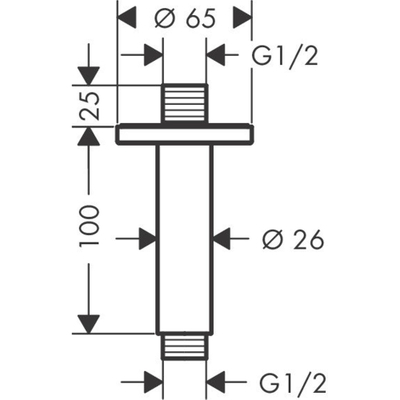 Hansgrohe Vernis Bras de plafond 10cm pour pomme de douche principal mat noir