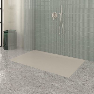 Villeroy & Boch Ecora douchebak - 140x90x3.5cm - afvoer lange zijde - almond (beige)