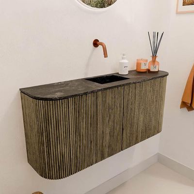 Mondiaz JOYA-DLUX 93.2cm toiletmeubel - ronding links en rechts kleur Dusk - Wastafel FAYE positie Midden Zonder kraangat kleur Lava.