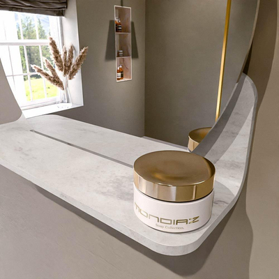 Mondiaz SPOT miroir – Ø 40 cm – avec tablette – Ostra (beige)