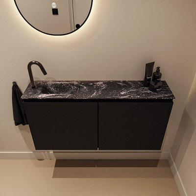 MONDIAZ TURE-DLUX Meuble de toilettes 100cm Urban. EDEN lavabo Lava position gauche. Avec 1 trou de robinet.