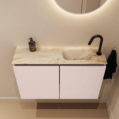 MONDIAZ TURE-DLUX 80cm toiletmeubel Rosee. EDEN wastafel Frappe positie rechts. Met 1 kraangat.