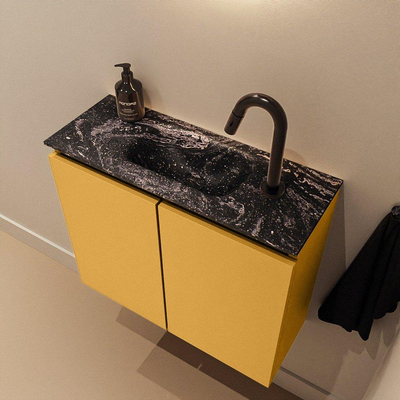 MONDIAZ TURE-DLUX 60cm toiletmeubel Ocher. EDEN wastafel Lava positie midden. Met 1 kraangat.