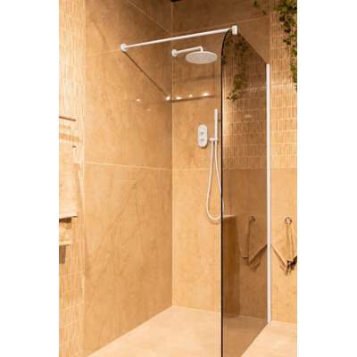 Fortifura Galeria Inloopdouche - 110x200cm - afgeronde glaswand - rook glas - wandarm - mat wit