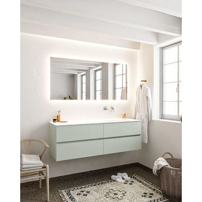 Mondiaz VICA ensemble de meuble de salle de bain - 150cm - meuble sous-vasque gris - 4 tiroirs - lavabo cloud droite - sans trou de robinet - miroir LED - version XL 60cm de haut