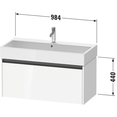 Duravit ketho 2 meuble sous lavabo avec 1 tiroir 98.4x46x44cm avec poignée anthracite basalte mat