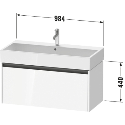 Duravit Ketho 2 meuble sous-lavabo avec 1 tiroir 98.4x46x44cm avec poignée basalte anthracite mat