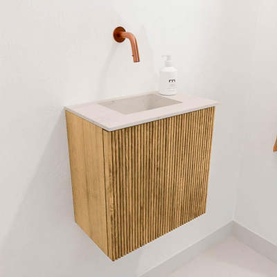 Mondiaz JOYA-DLUX 40cm toiletmeubel - kleur Oak - Wastafel FAYE positie Midden Zonder kraangat kleur Meli.