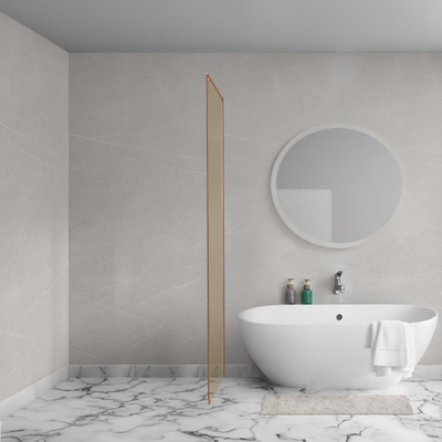 Aqua Vista Oria Cuadra paroi latérale - 90x200cm - avec kit de montage - pour cabine de douche - verre champagne - Cuivre brossé