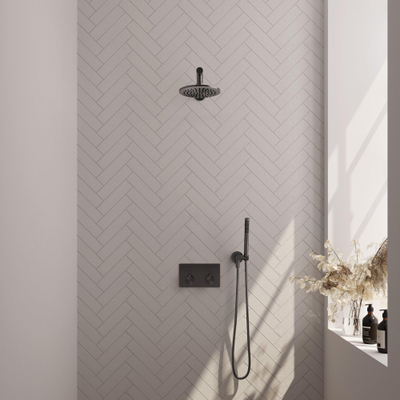 BRAUER Gunmetal Edition inbouw regendoucheset – Ø20 cm hoofddouche – 39.4 cm rechte wandarm – staafhanddouche – met omstel