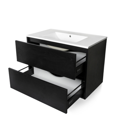 Saniclass Nexxt meuble sous lavabo Black Wood 80cm avec lavabo Empoli