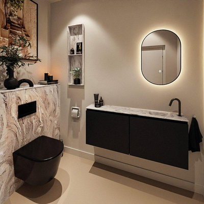 MONDIAZ TURE-DLUX 120cm toiletmeubel Urban. EDEN wastafel Glace positie rechts. Met 1 kraangat.