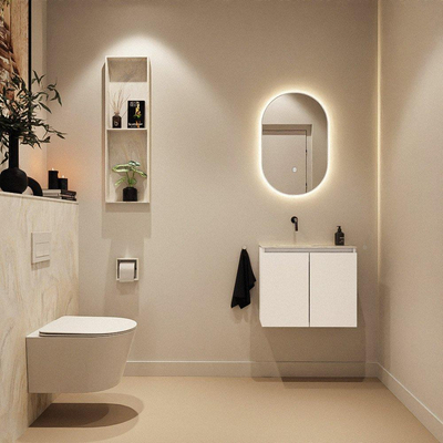 MONDIAZ TURE-DLUX meuble WC 60cm Talc. EDEN vasque Ostra position gauche. Sans trou de robinet.