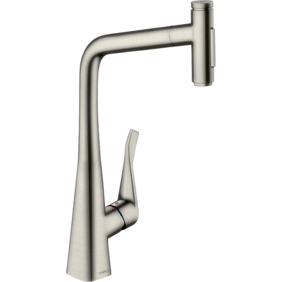 Hansgrohe Metris Select M71 M7117-h320 1-gr keukenkraan uittrekbare vuistdouche RVS-look