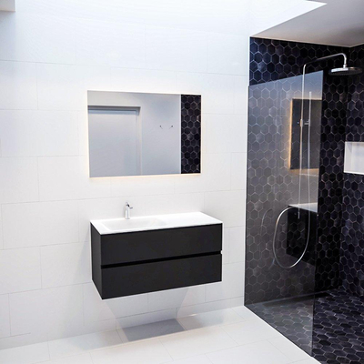 Mondiaz VICA ensemble de meuble de salle de bain - 100cm - meuble sous lavabo urban - 2 tiroirs - lavabo cloud gauche - 1 trou de robinet - version XL 60cm de haut