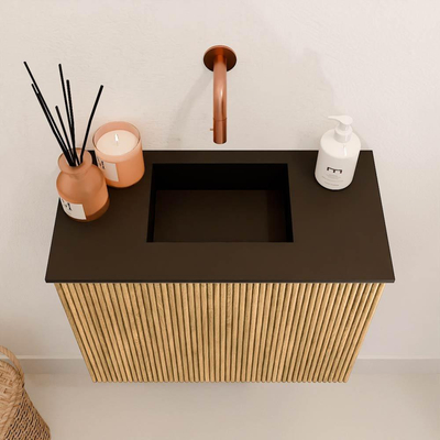 Mondiaz JOYA 50cm toiletmeubel - kleur Oak - Wastafel FAYE positie Midden Zonder kraangat kleur Urban.