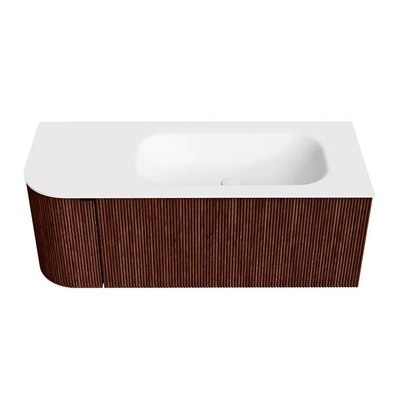 Mondiaz KURVE Ensemble meuble de salle de bains - 115x46x40cm - 1 tiroir - 1 porte - lavabo solid surface - droite - 1 trou de robinet - Ruby