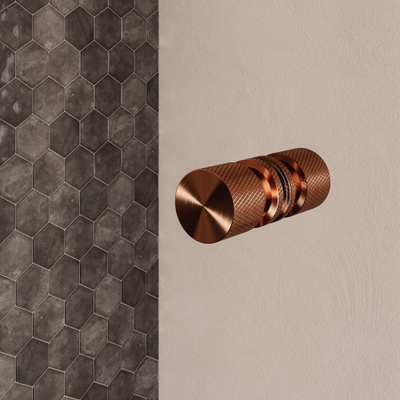 BRAUER Void Carving Nisdeur - 60x200cm - draaideur - glascoating - omkeerbaar - helder glas - geborsteld koper PVD