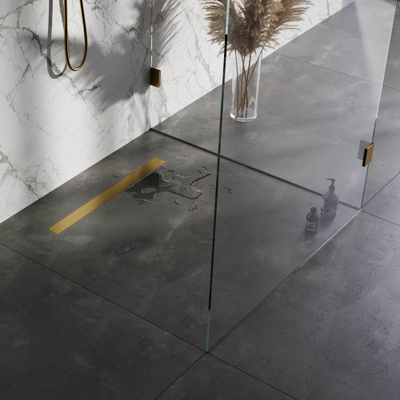 Brauer Caniveau de douche 80x7.5cm avec grille multi-usages et bride inox Or brossé