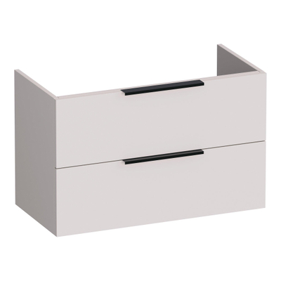 BRAUER Elevate meuble de salle de bains sous-lavabo peu profond 80 sans poignées rapportées 2 tiroirs softclose et 1 découpe pour siphon - sable mat