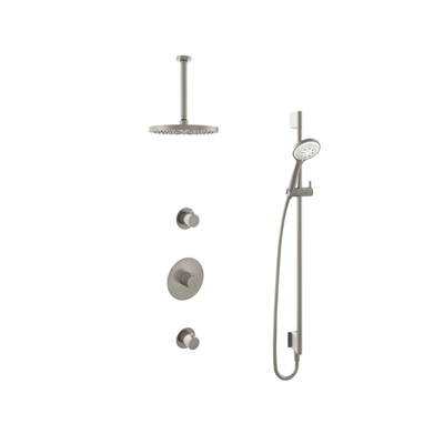 Hotbath Buddy IBS - Regendoucheset - 30cm plafondarm - 25cm ronde hoofddouche - 3 standen handdouche - glijstang - 2 stopkranen - geborsteld nikkel (RVS)
