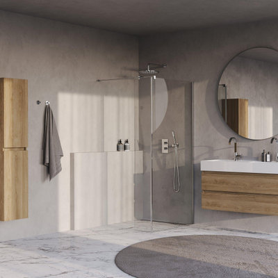 BRAUER Oblivion Inloopdouche - 100x200cm - 30cm zijwand - glascoating - helder glas - Chroom