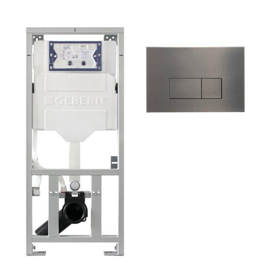 Geberit Bâti-support encastrable - UP320 - plaque de commande QeramiQ metal - DualFlush - boutons rectangulaires - Gunmetal
