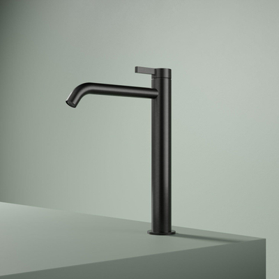Hotbath Ace wastafelkraan - opbouw - hoog - 1-gats - voorsprong 18cm - PVD - geborsteld zwart