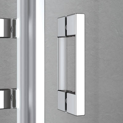 Kermi Liga porte tournante avec segment fixe vers l'intérieur et l'extérieur 125x200cm côté gauche profil argent mat et verre clair