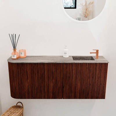 Mondiaz JOYA-DLUX 101.6cm toiletmeubel - ronding links kleur Ruby - Wastafel FAYE positie Rechts 1 kraangat kleur Oza.