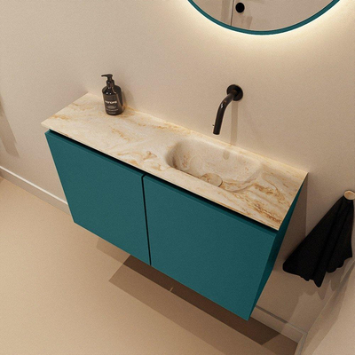 MONDIAZ TURE-DLUX Meuble WC 80 cm Smag. EDEN lavabo Frappe position droite. Sans trou de robinet.