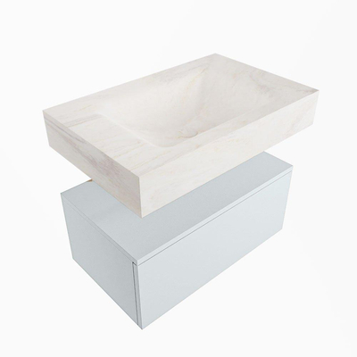 Mondiaz ALAN-DLUX Ensemble de meuble - 70cm - meuble Clay mat - 1 tiroir - Lavabo Cloud Ostra suspendu - vasque Centre - 0 trous de robinet
