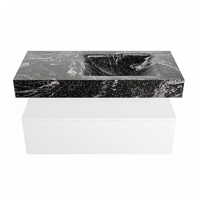 MONDIAZ ALAN - DLUX Ensemble de meuble de salle de bains - 100cm - meuble bas - Talc - 1 tiroir - lavabo suspendu - vasque à droite - 0 trous de robinet - Lava