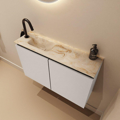 MONDIAZ TURE-DLUX 80cm toiletmeubel Linen. EDEN wastafel Frappe positie links. Met 1 kraangat.