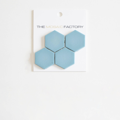 SAMPLE The Mosaic Factory Valencia mozaïektegel 4.3x4.9x0.5cm hexagon turquoise mat voor wand en vloer en voor binnen en buiten vorstbestendig