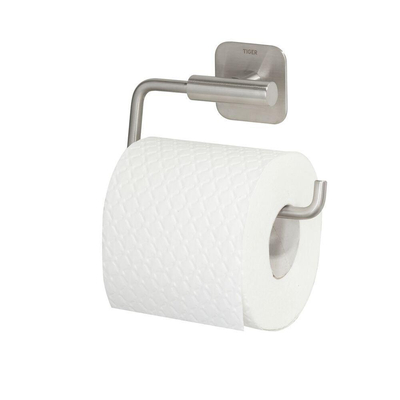 Tiger Colar Toiletrolhouder - zonder klep - zelfklevend - geborsteld RVS